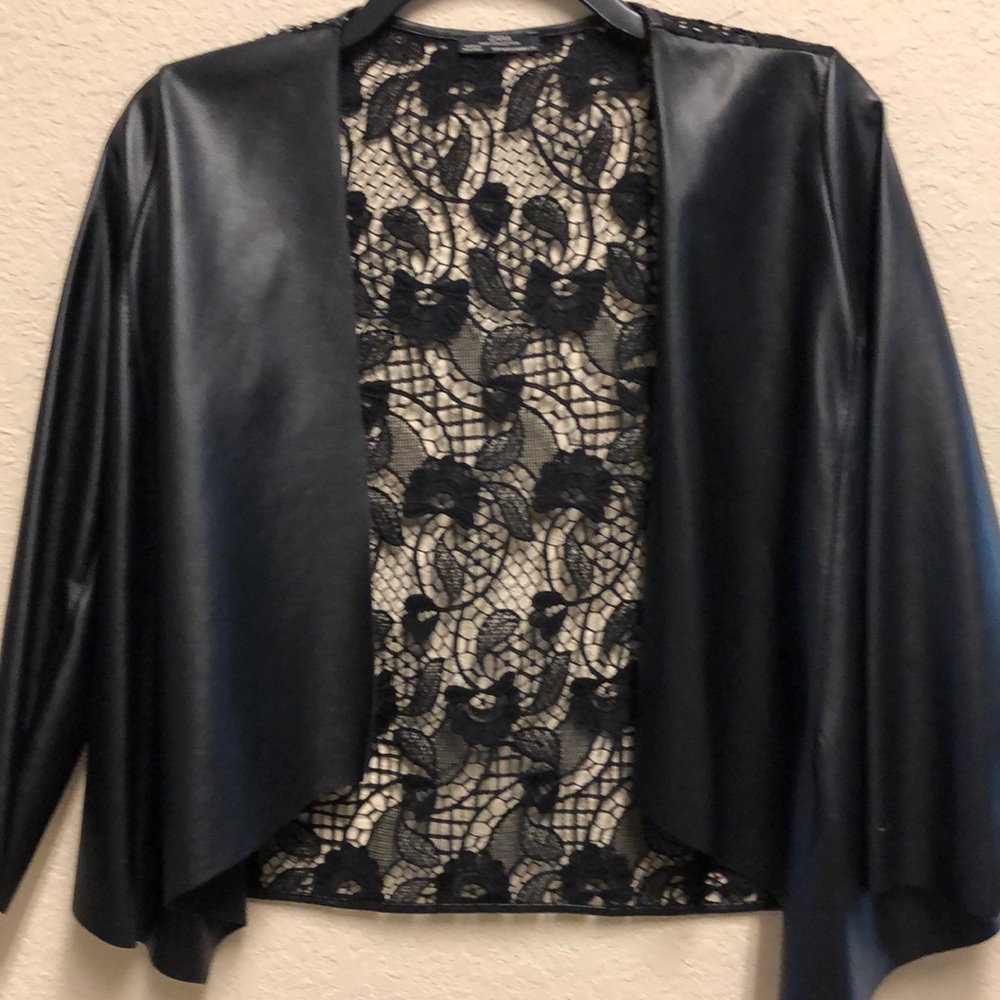 Zara faux leather/lace blazer